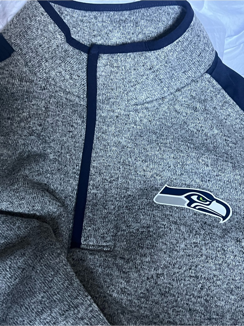 NFL Seattle Seahawks 1/4-Zip Cozy Logo Pullover Sweatshirt Charcoal XL